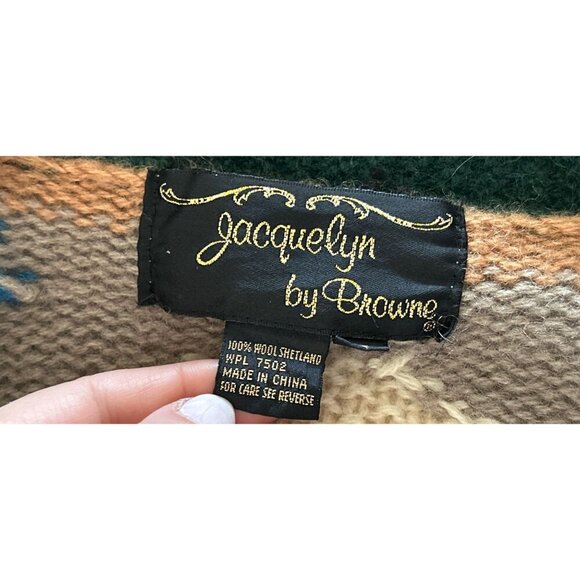 Jacquelyn By Browne Womens Aztec Pattern Wool Cardigan Sweater With Pockets & Bu - Picture 6 of 10